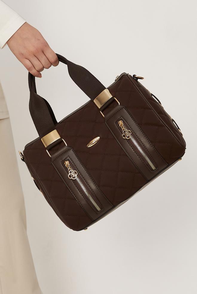 Tesettür giyim KAHVE ALVİNA KAPİTONE DESENLİ ÇANTA 2197 - ALVİNA