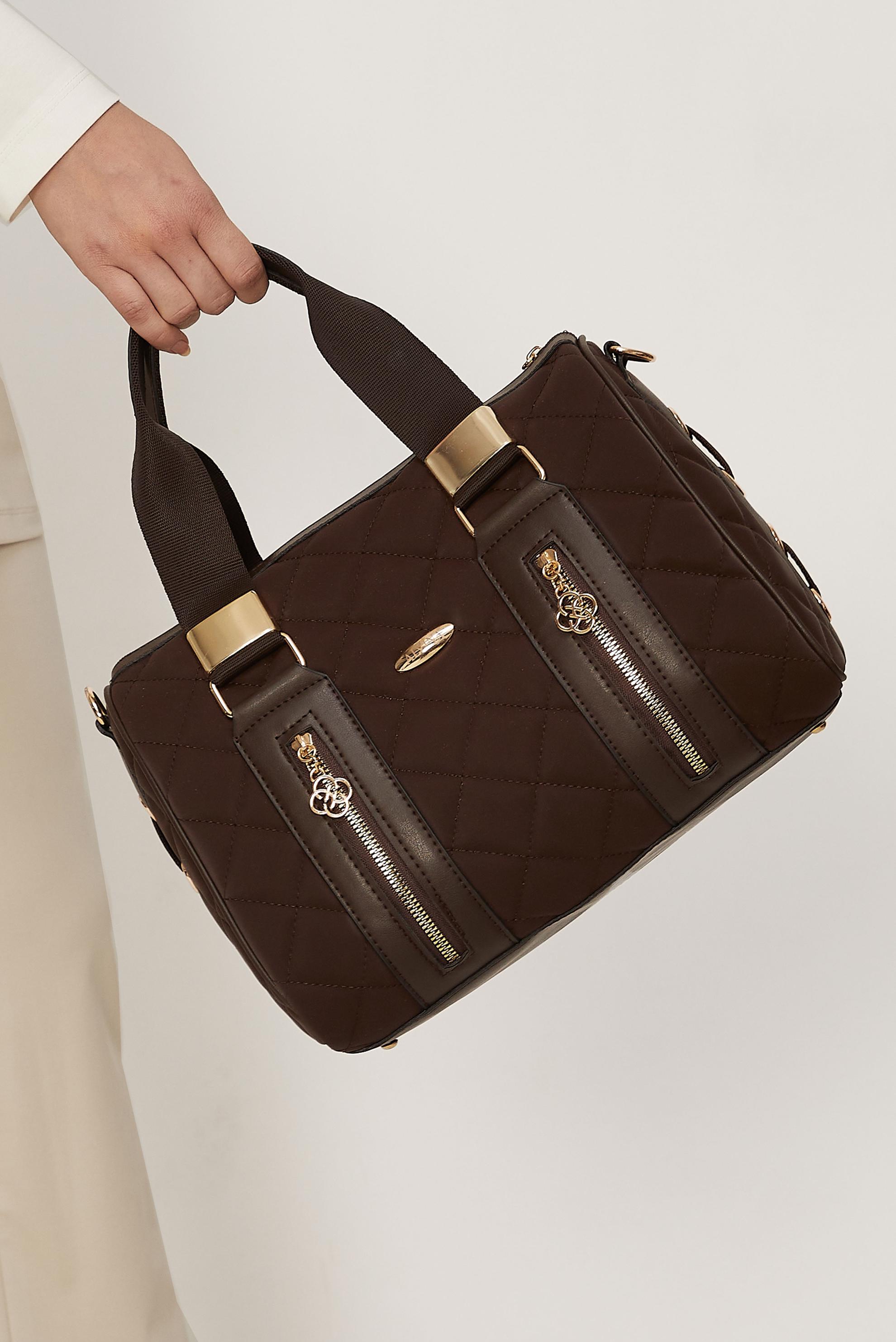 Tesettür giyim KAHVE ALVİNA KAPİTONE DESENLİ ÇANTA 2197