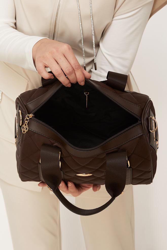 Tesettür giyim KAHVE ALVİNA KAPİTONE DESENLİ ÇANTA 2197 - ALVİNA