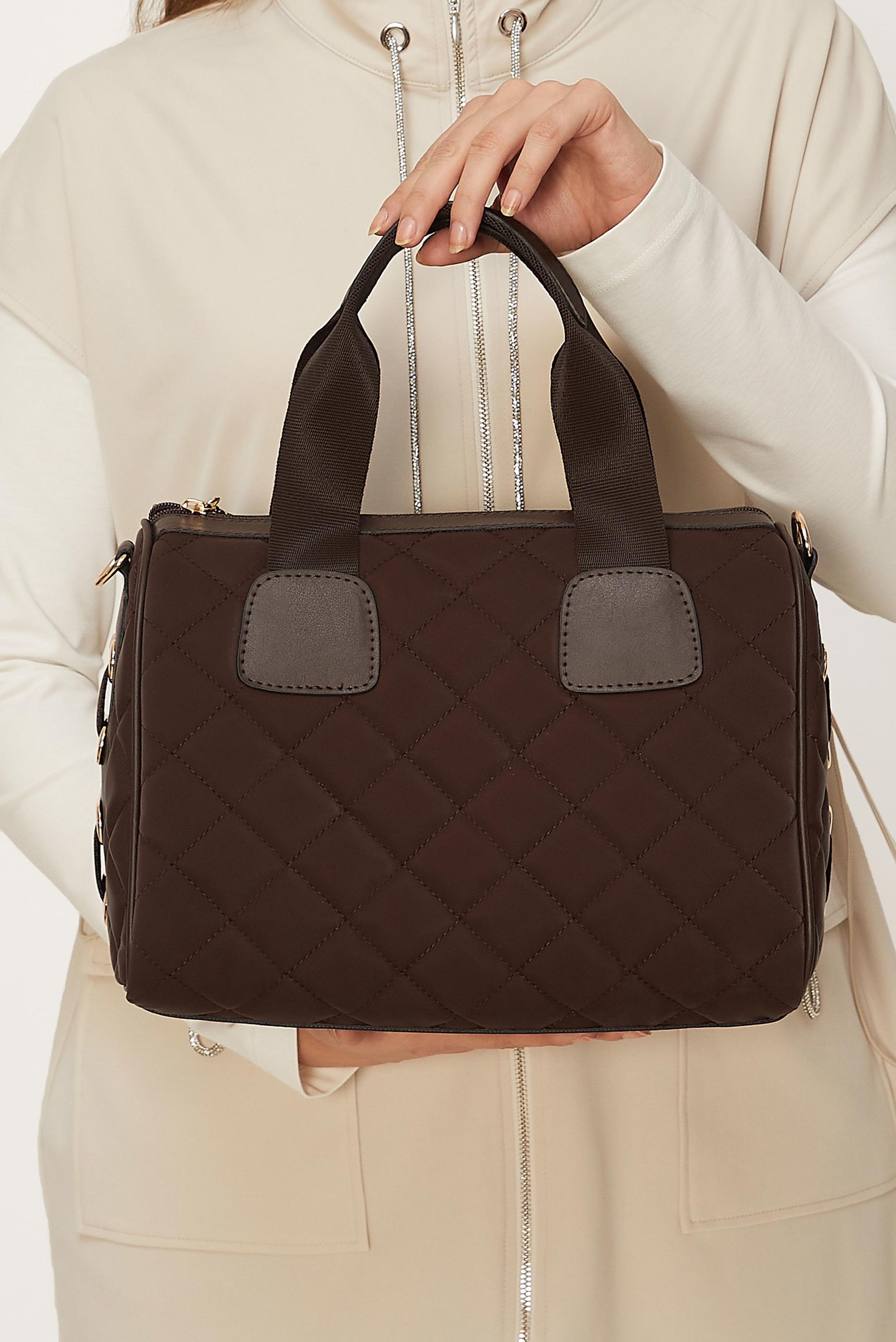 Tesettür giyim KAHVE ALVİNA KAPİTONE DESENLİ ÇANTA 2197