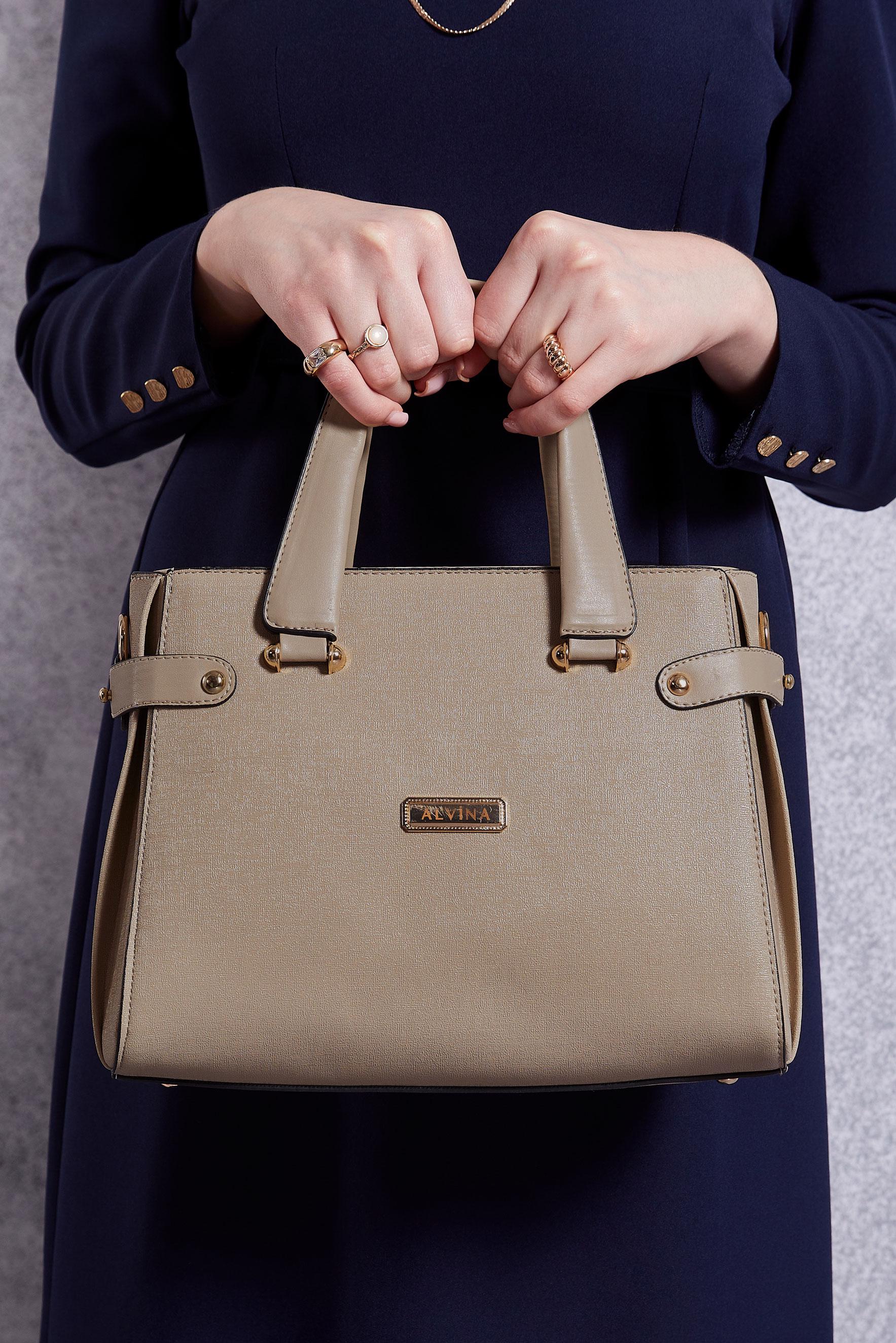 Tesettür giyim BEJ ALVİNA SUNİ DERİ OMUZ ÇANTASI 2207