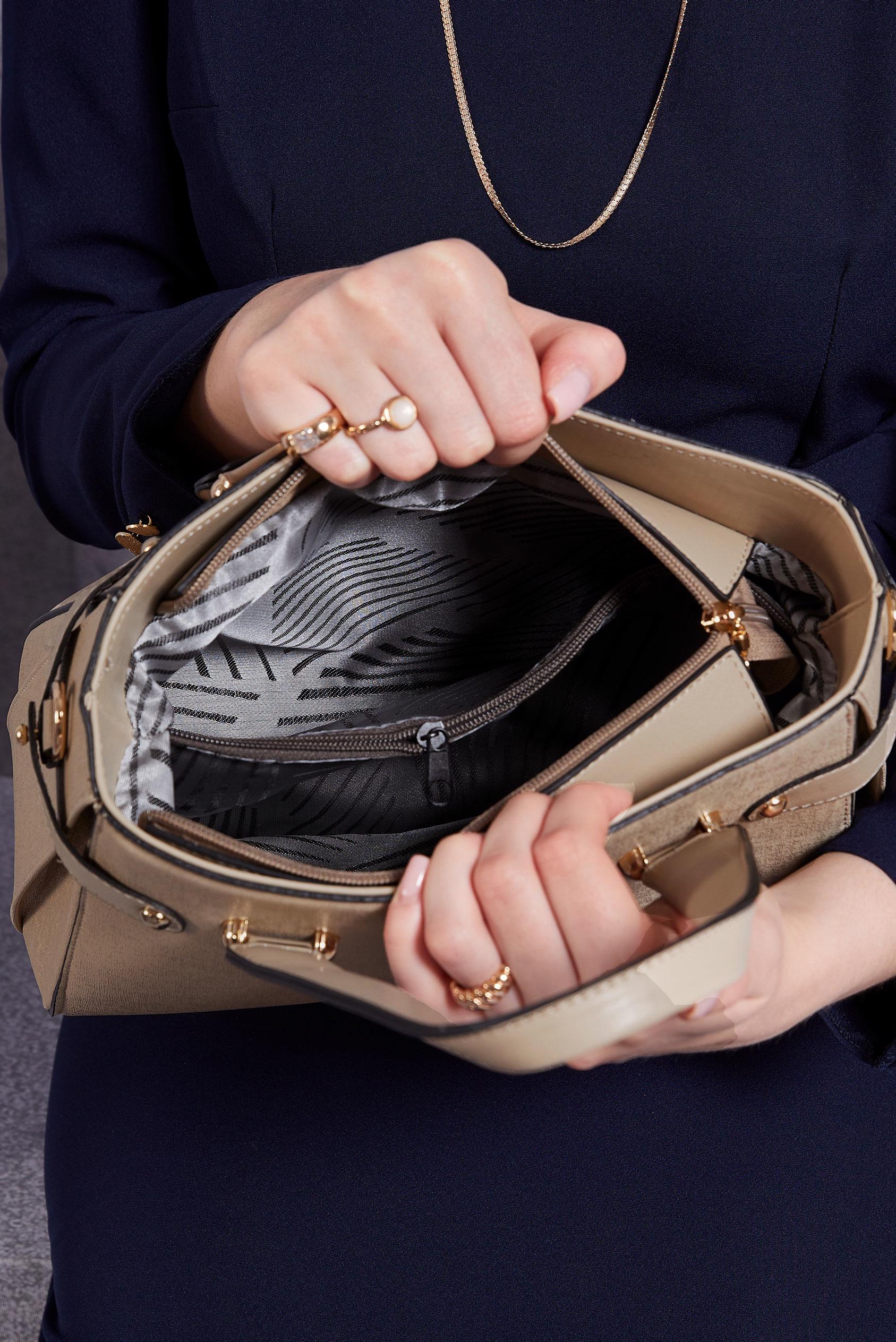 Tesettür giyim BEJ ALVİNA SUNİ DERİ OMUZ ÇANTASI 2207