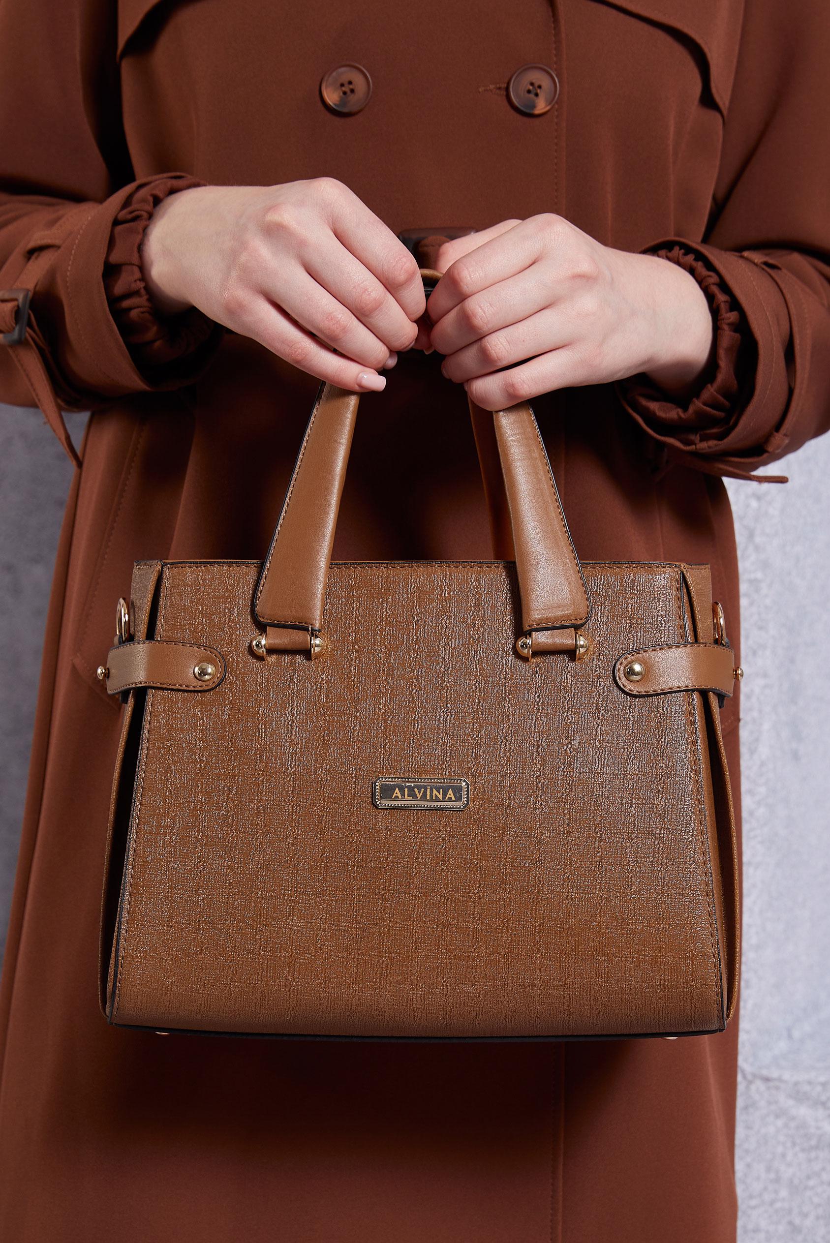 Tesettür giyim TABA ALVİNA SUNİ DERİ OMUZ ÇANTASI 2207