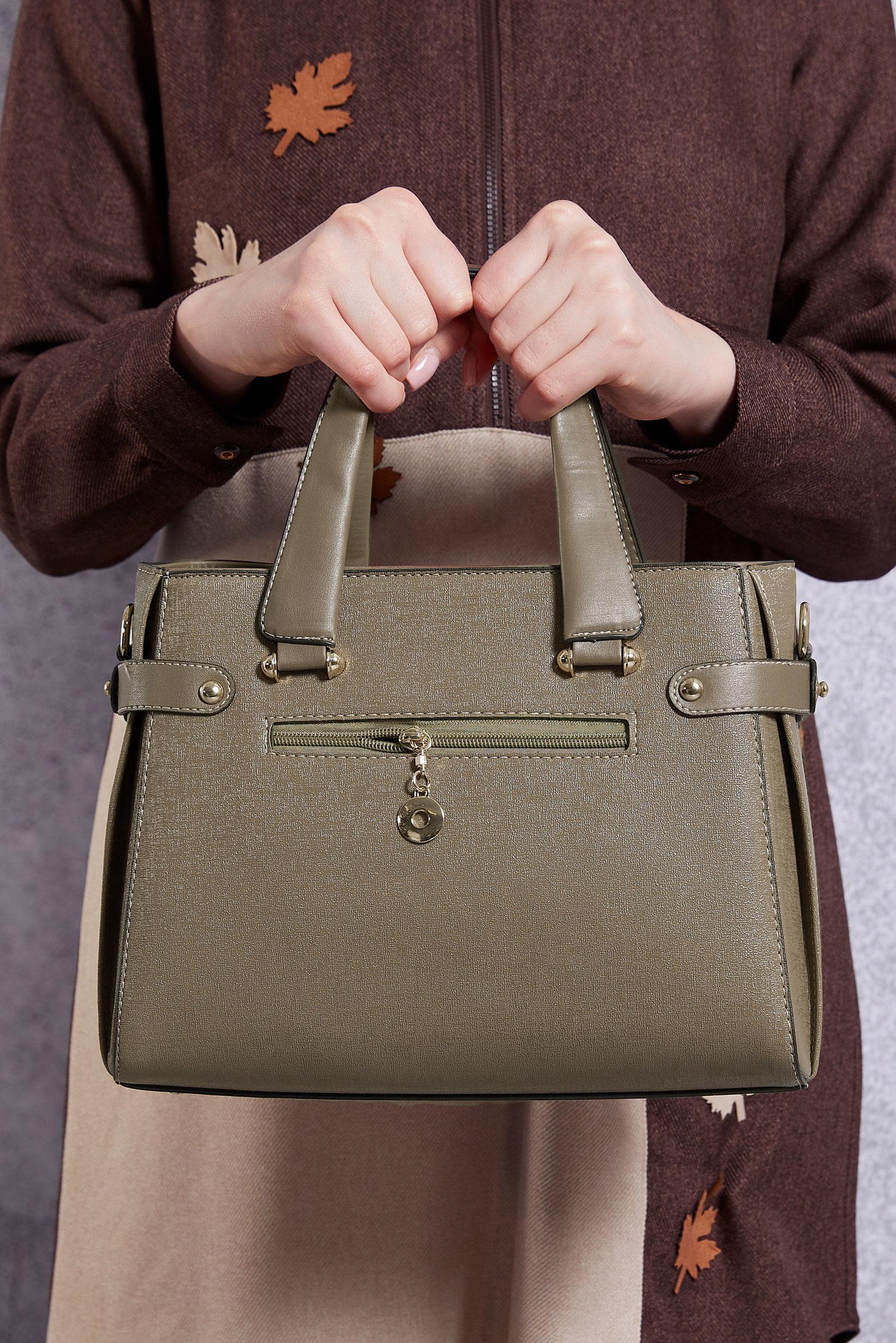 Tesettür giyim VİZON ALVİNA SUNİ DERİ OMUZ ÇANTASI 2207