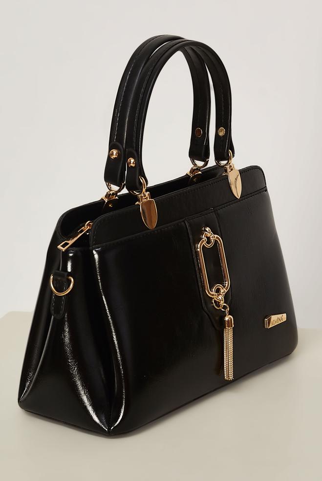 Vêtements hijab NOIR ALVINA SAC À FRANGES EN SIMILICUIR 2239 - ALVİNA