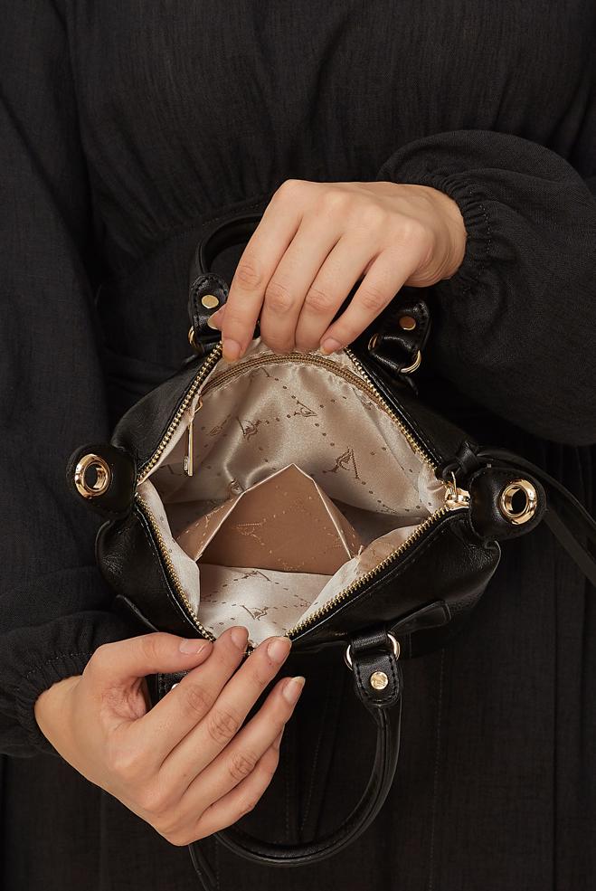 Tesettür giyim SİYAH ALVİNA SUNİ DERİ EL ÇANTASI 4005 - ALVİNA