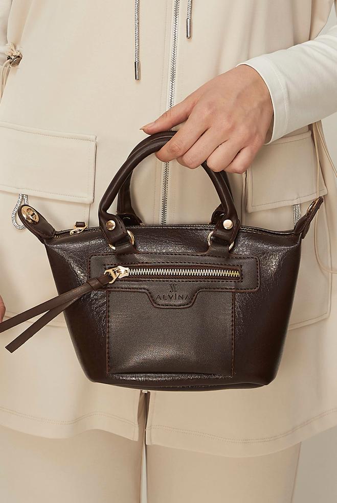 Tesettür giyim KAHVE ALVİNA SUNİ DERİ EL ÇANTASI 4005 - ALVİNA