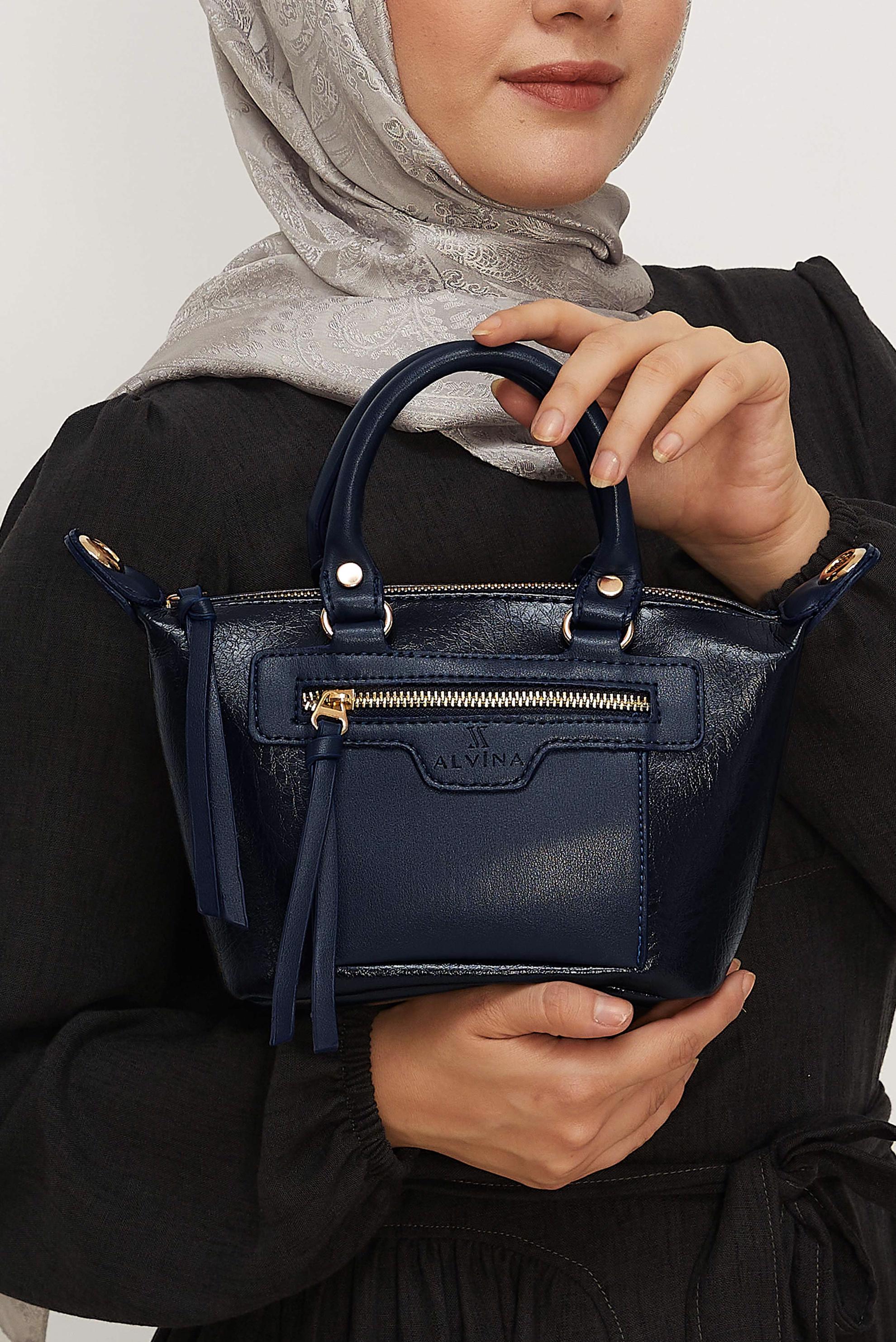 Tesettür giyim LACİVERT ALVİNA SUNİ DERİ EL ÇANTASI 4005