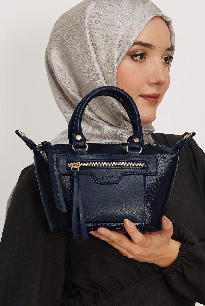 Tesettür giyim LACİVERT ALVİNA SUNİ DERİ EL ÇANTASI 4005 - ALVİNA