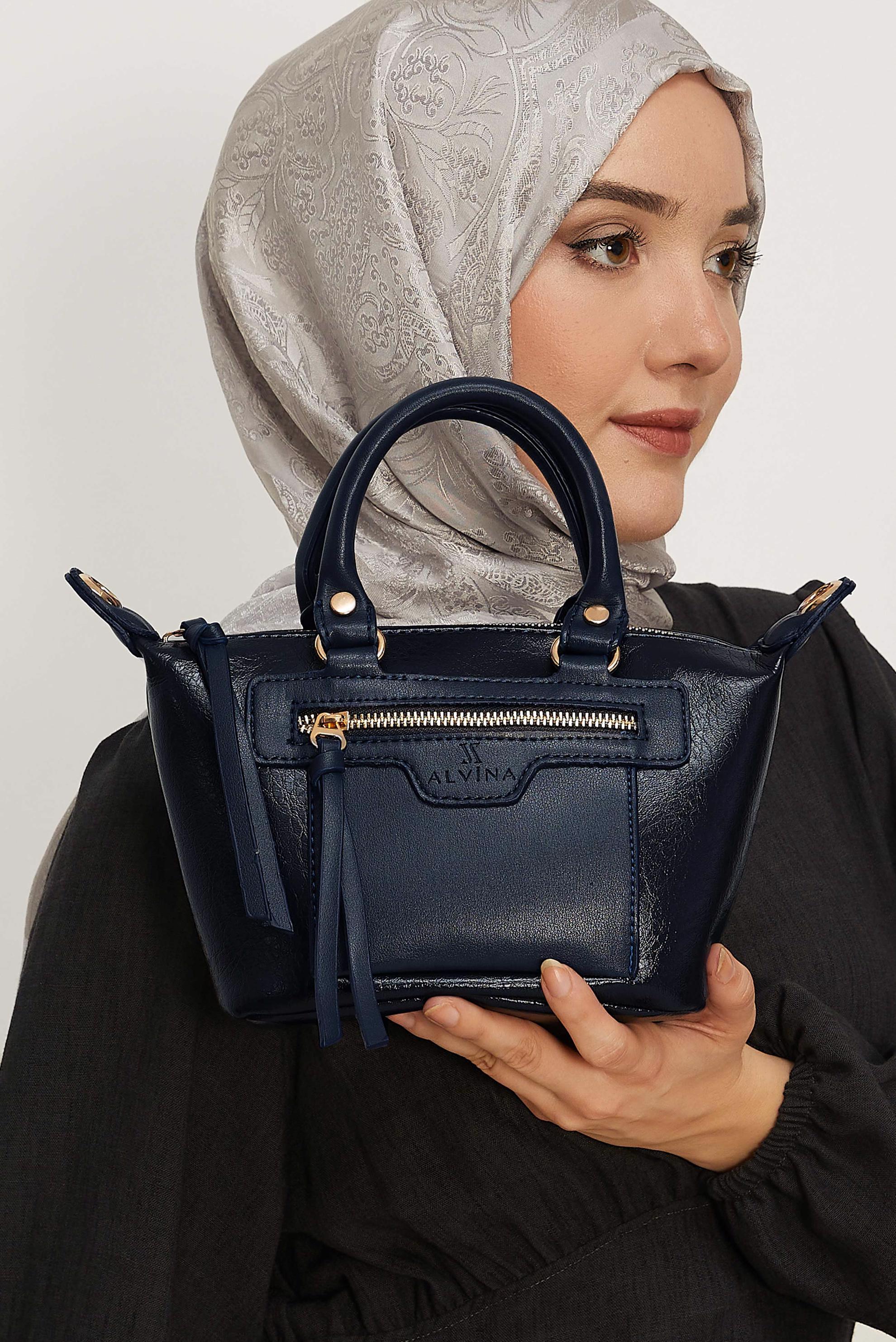 Tesettür giyim LACİVERT ALVİNA SUNİ DERİ EL ÇANTASI 4005