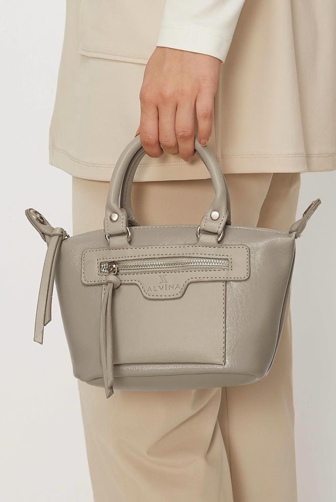 Tesettür giyim VİZON ALVİNA SUNİ DERİ EL ÇANTASI 4005 - ALVİNA