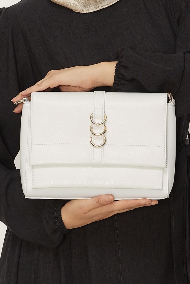 Tesettür giyim BEJ ALVİNA HALKA DETAYLI SUNİ DERİ ÇANTA 4032 - ALVİNA