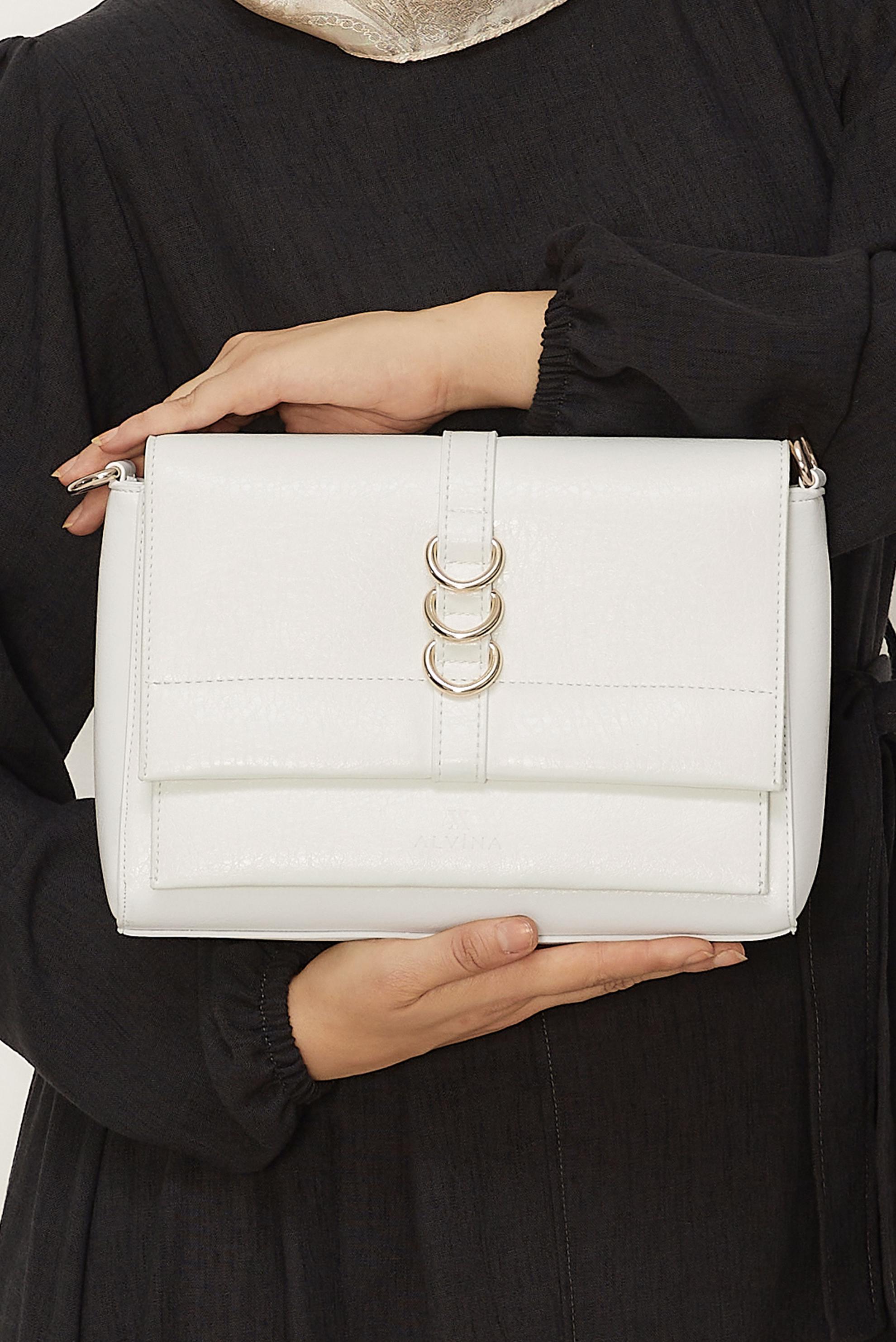 Tesettür giyim BEJ ALVİNA HALKA DETAYLI SUNİ DERİ ÇANTA 4032