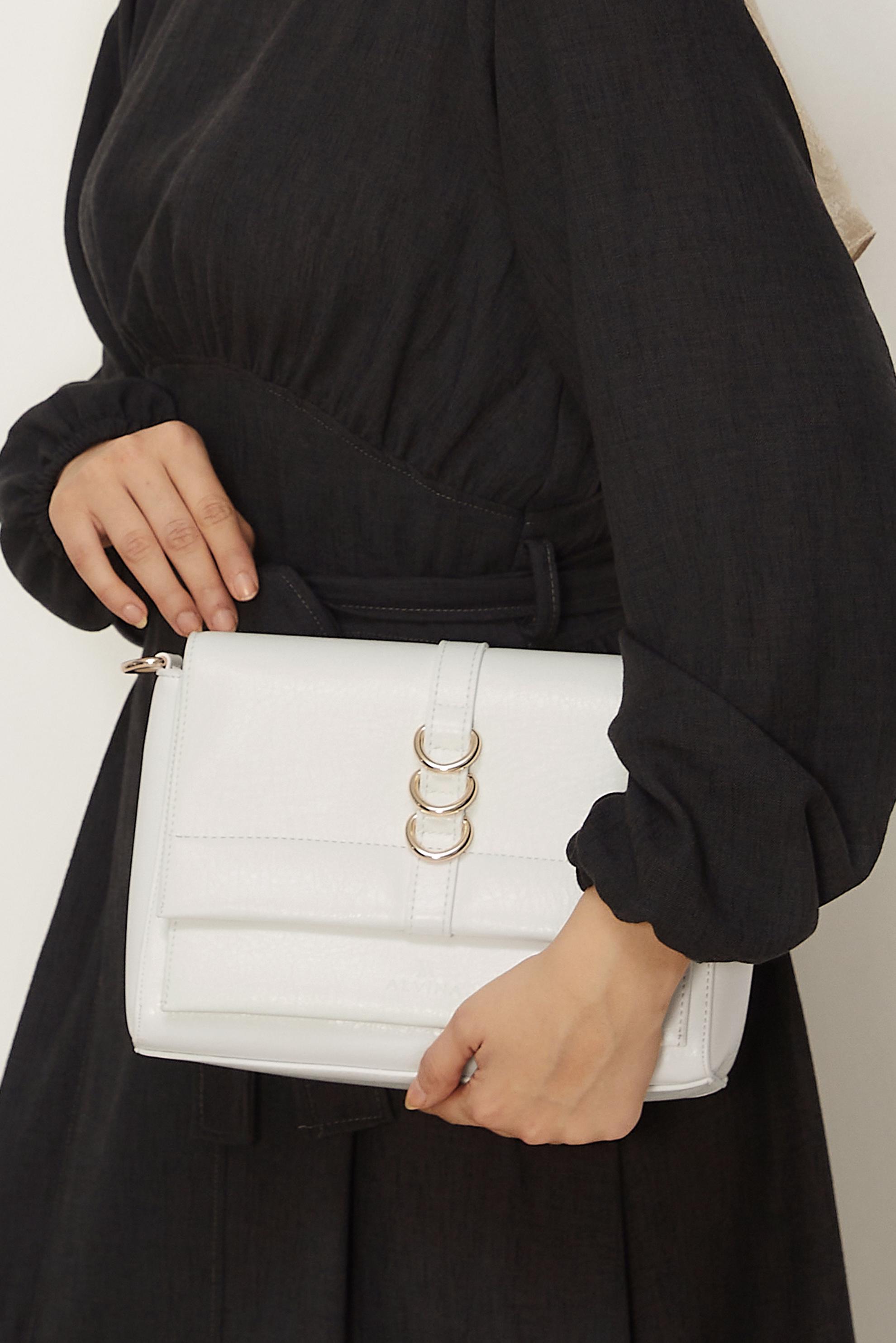 Tesettür giyim BEJ ALVİNA HALKA DETAYLI SUNİ DERİ ÇANTA 4032