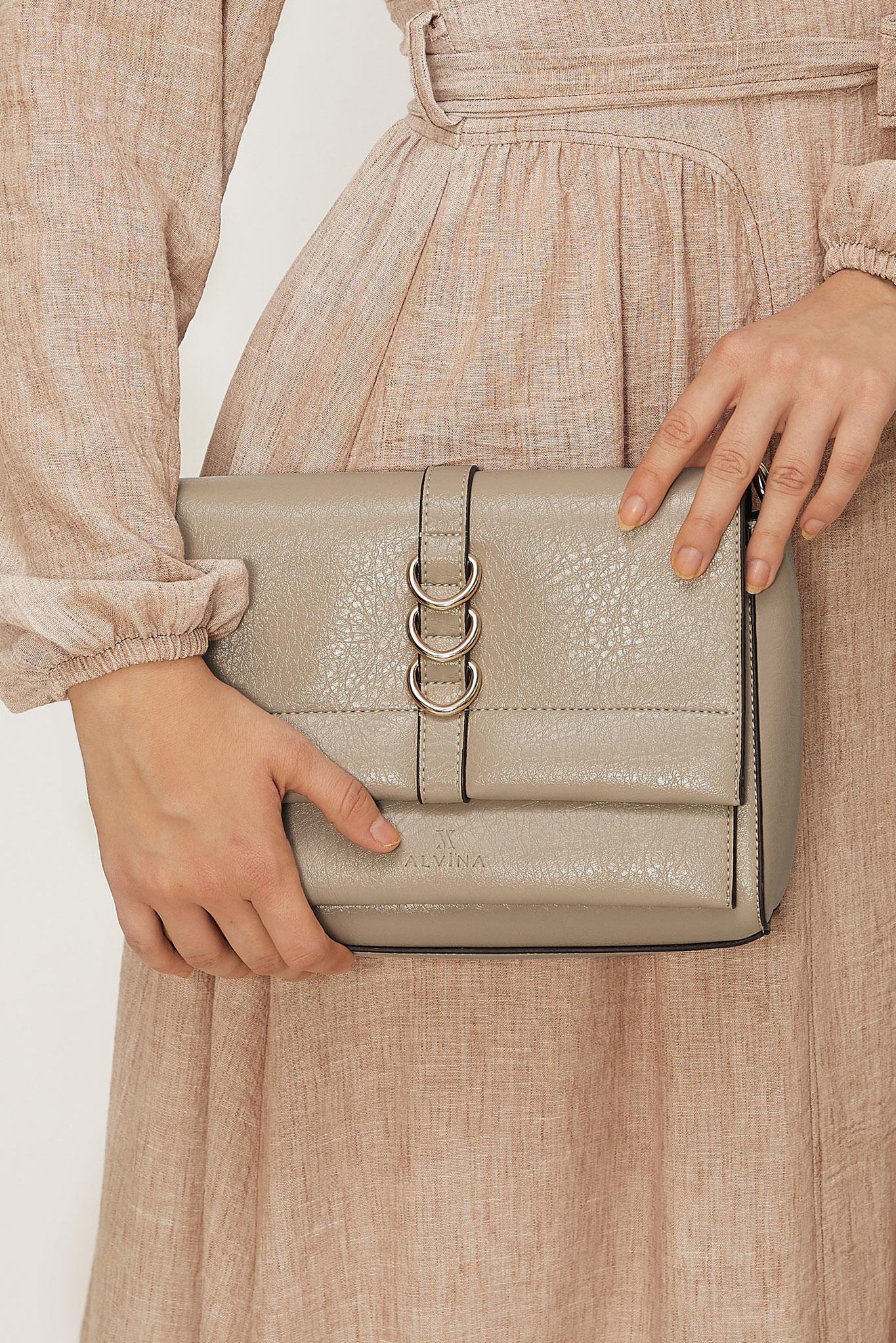 Tesettür giyim BEYAZ ALVİNA HALKA DETAYLI SUNİ DERİ ÇANTA 4032