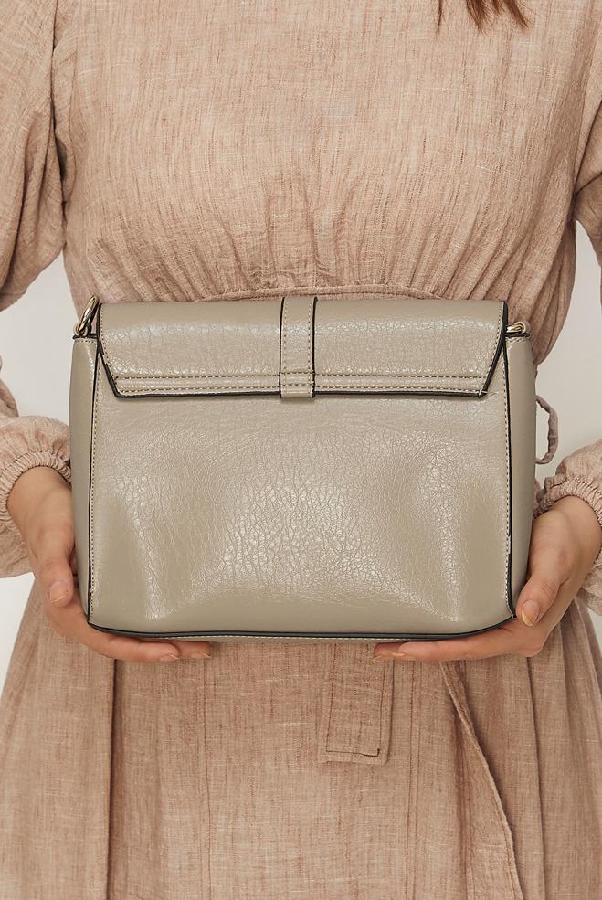 Tesettür giyim BEYAZ ALVİNA HALKA DETAYLI SUNİ DERİ ÇANTA 4032 - ALVİNA