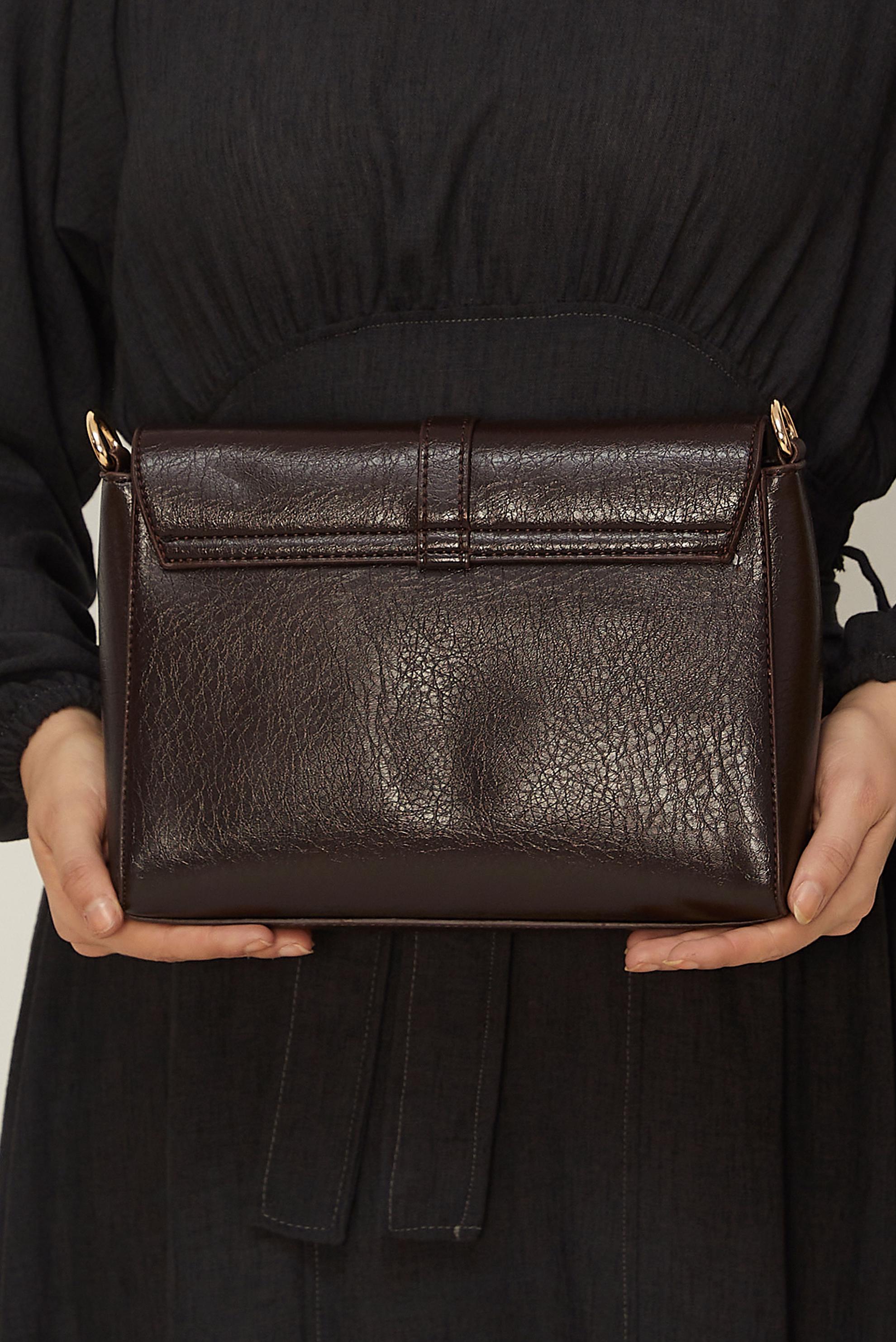 Tesettür giyim KAHVE ALVİNA HALKA DETAYLI SUNİ DERİ ÇANTA 4032