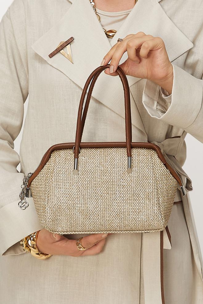 Vêtements hijab ÉCRUE ALVINA SAC À MAIN EN OSIER 4049-1 - ALVİNA