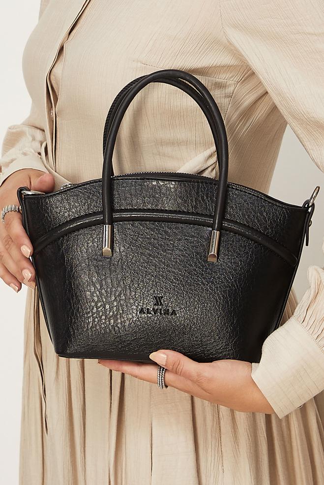 Hijab clothing BLACK ALVINA FAUX-LEATHER HANDBAG 4053 - ALVİNA