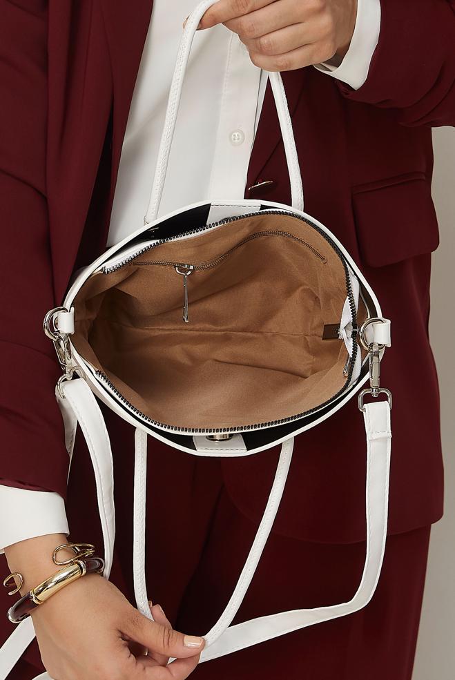 Hijab clothing BEIGE ALVINA FAUX-LEATHER HANDBAG 4053 - ALVİNA