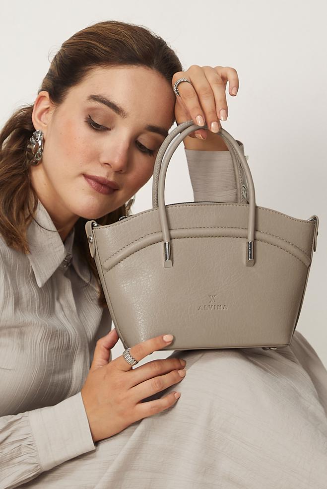 Hijab clothing MINK ALVINA FAUX-LEATHER HANDBAG 4053 - ALVİNA