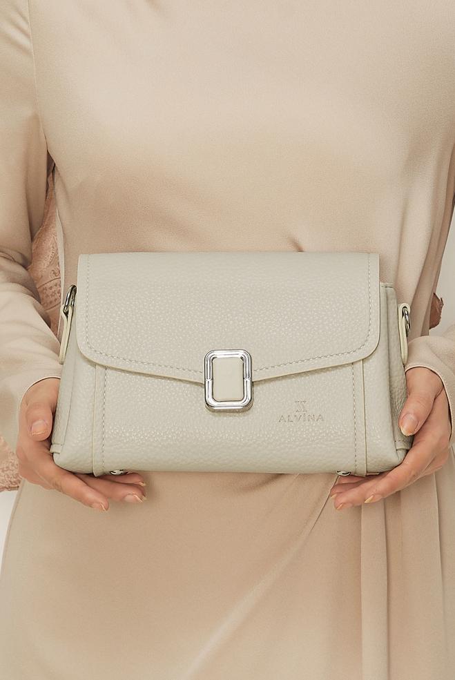 Tesettür giyim BEYAZ ALVİNA BAGET ÇANTA 4058 - ALVİNA
