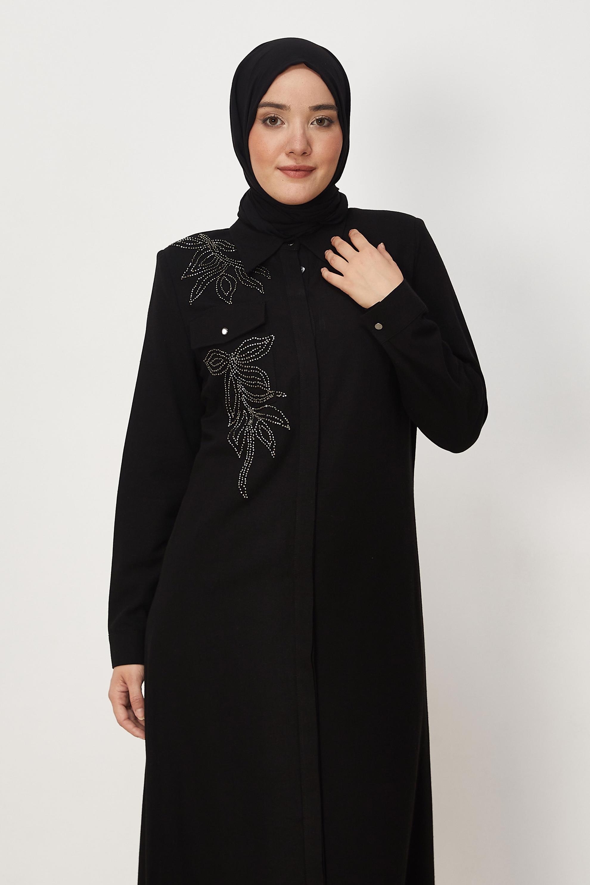 Tesettür giyim SİYAH 20790 44804 ELBİSE 42-48 TEK 40