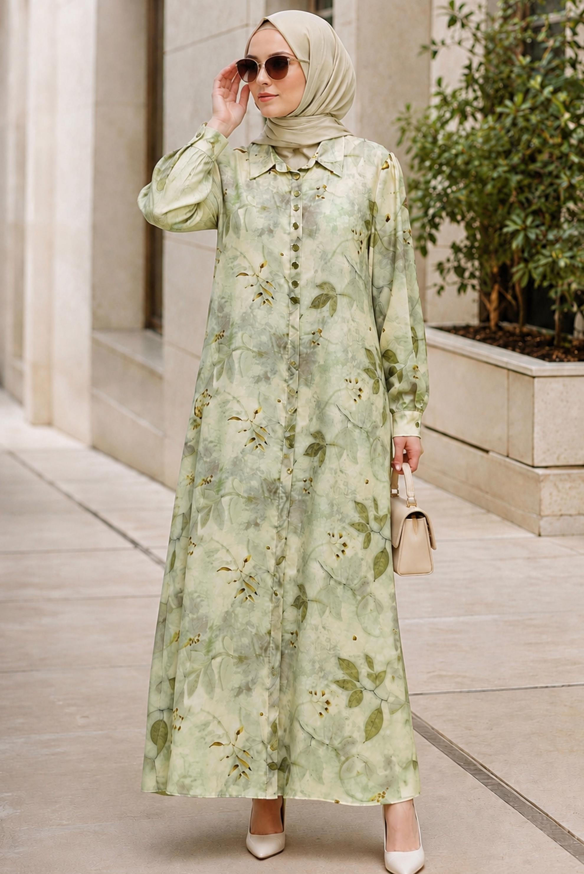 Hijab clothing BROWN SHIRT COLLAR DRESS 20954