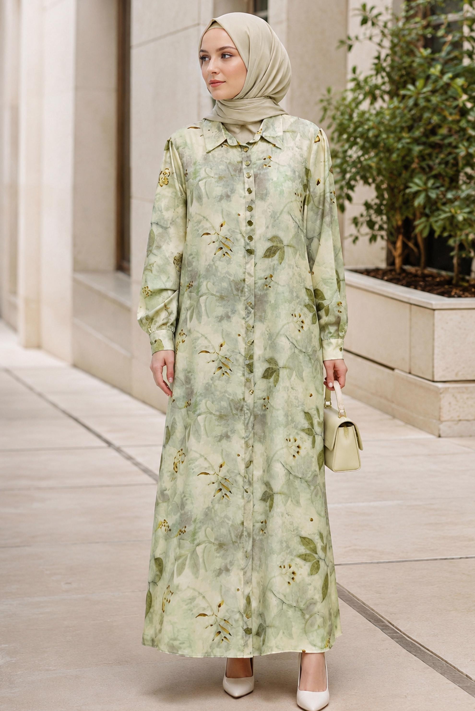 Hijab clothing BROWN SHIRT COLLAR DRESS 20954