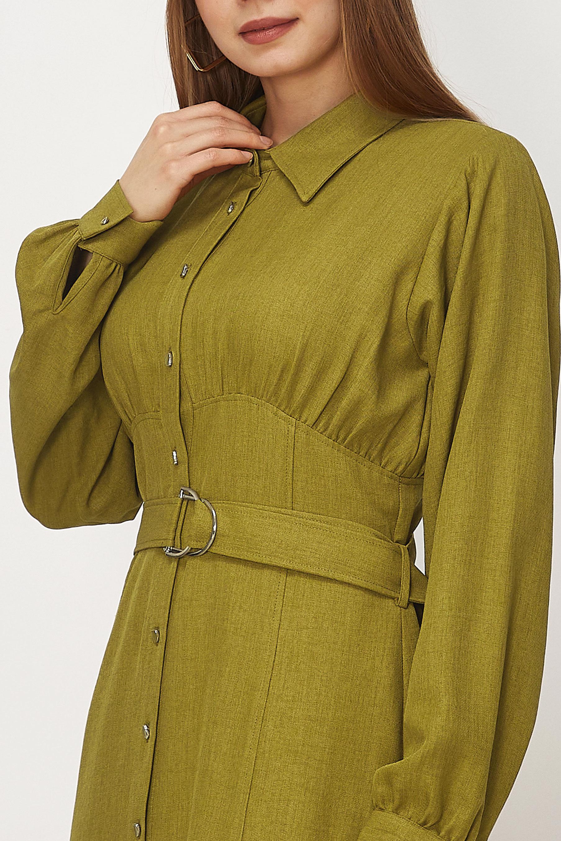 Hijab clothing BEIGE BELTED LINEN TEXTURED DRESS 46324