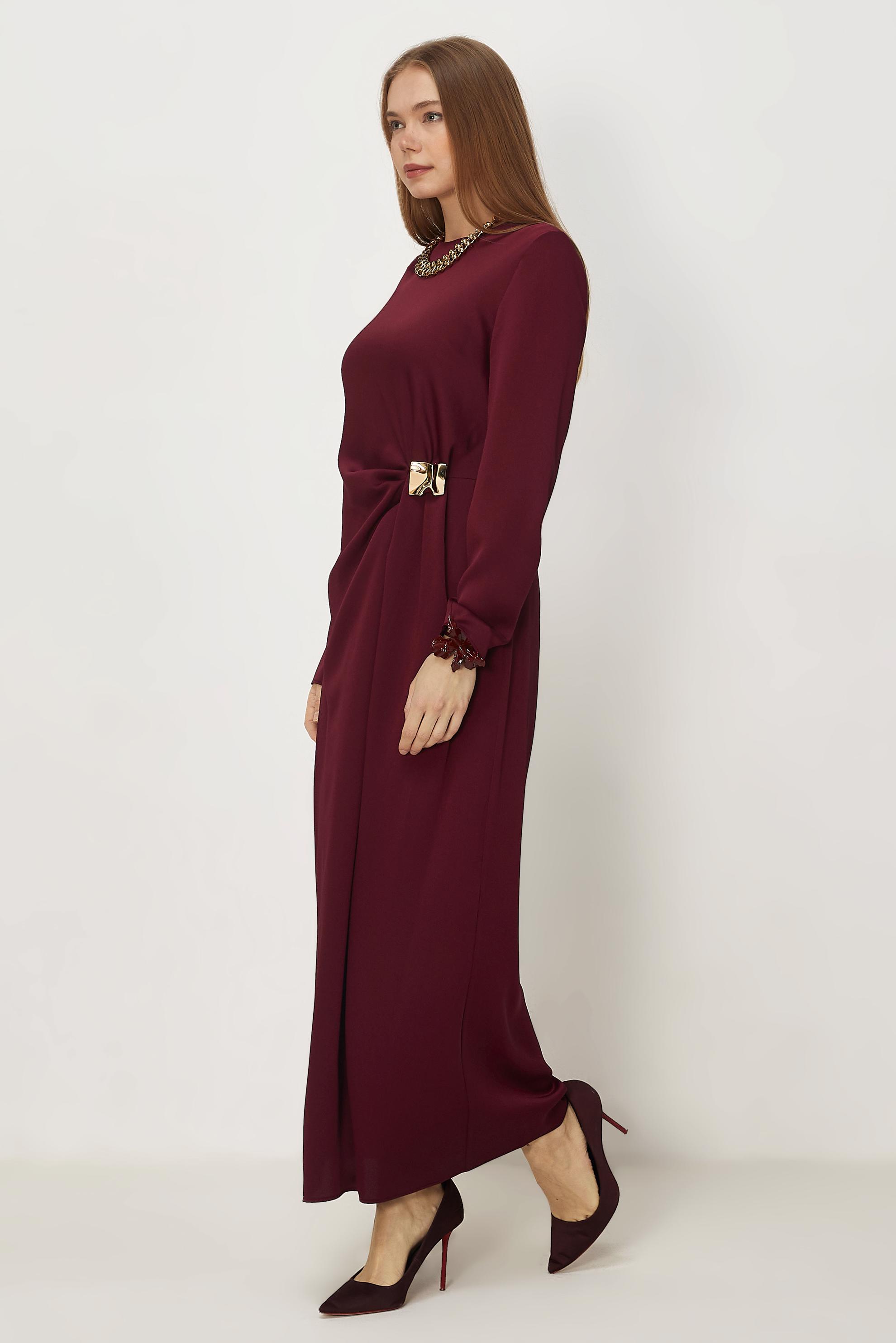 Hijab-Kleidung BURGUND SATIN-KREPPKLEID 46325