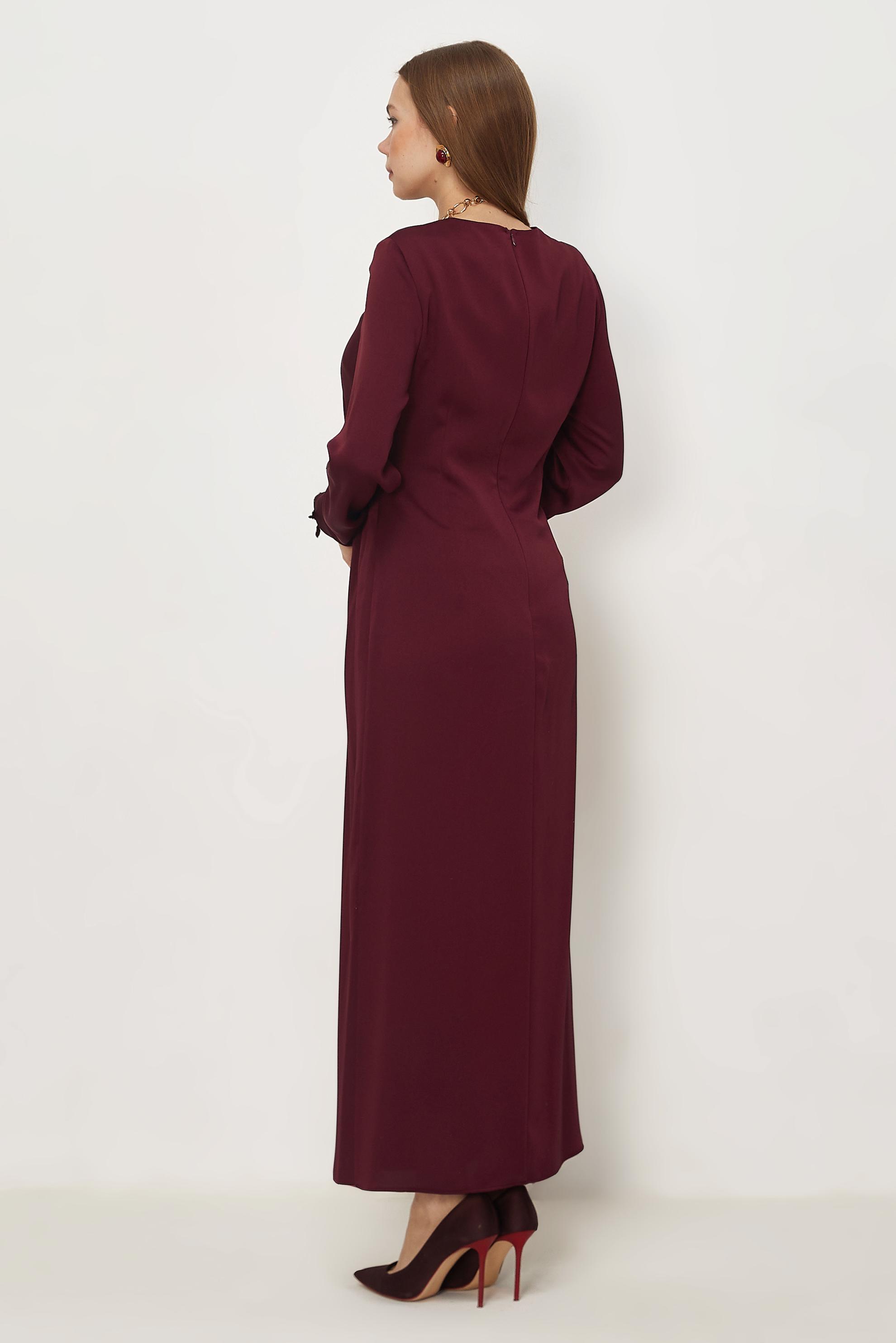 Hijab-Kleidung BURGUND SATIN-KREPPKLEID 46325