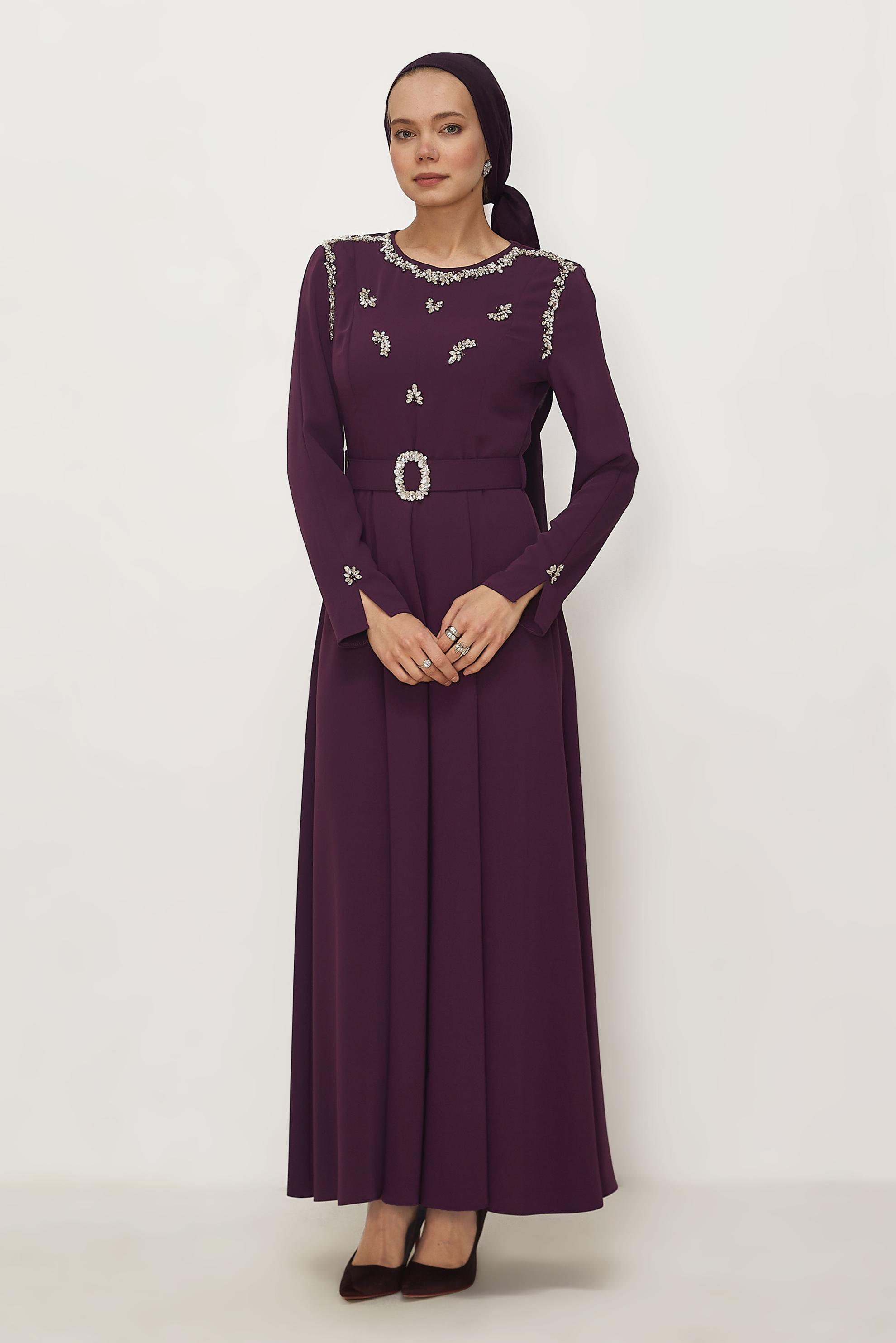 Hijab clothing DAMSON BELTED GEM DETAILED DRESS 46330