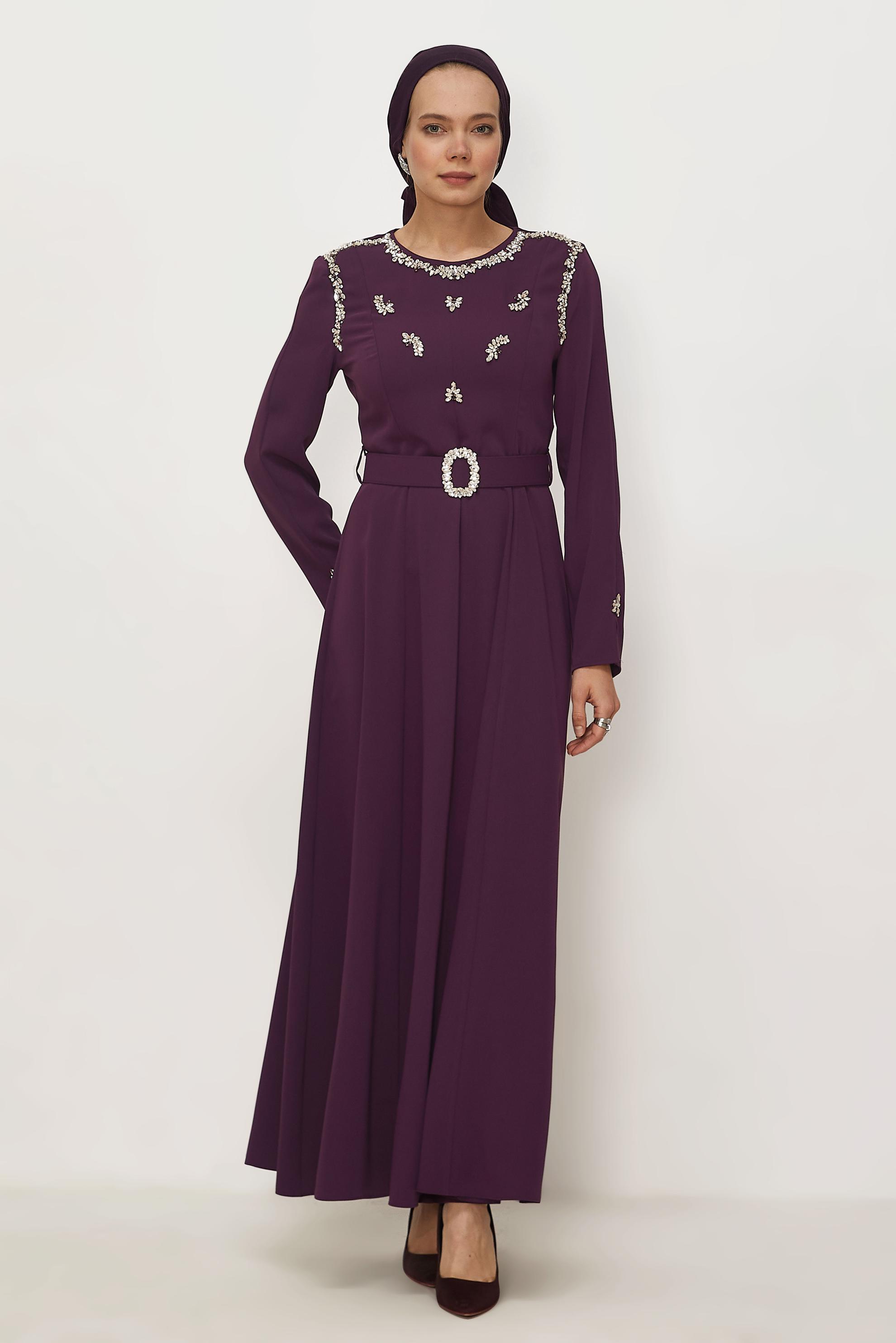 Hijab clothing DAMSON BELTED GEM DETAILED DRESS 46330