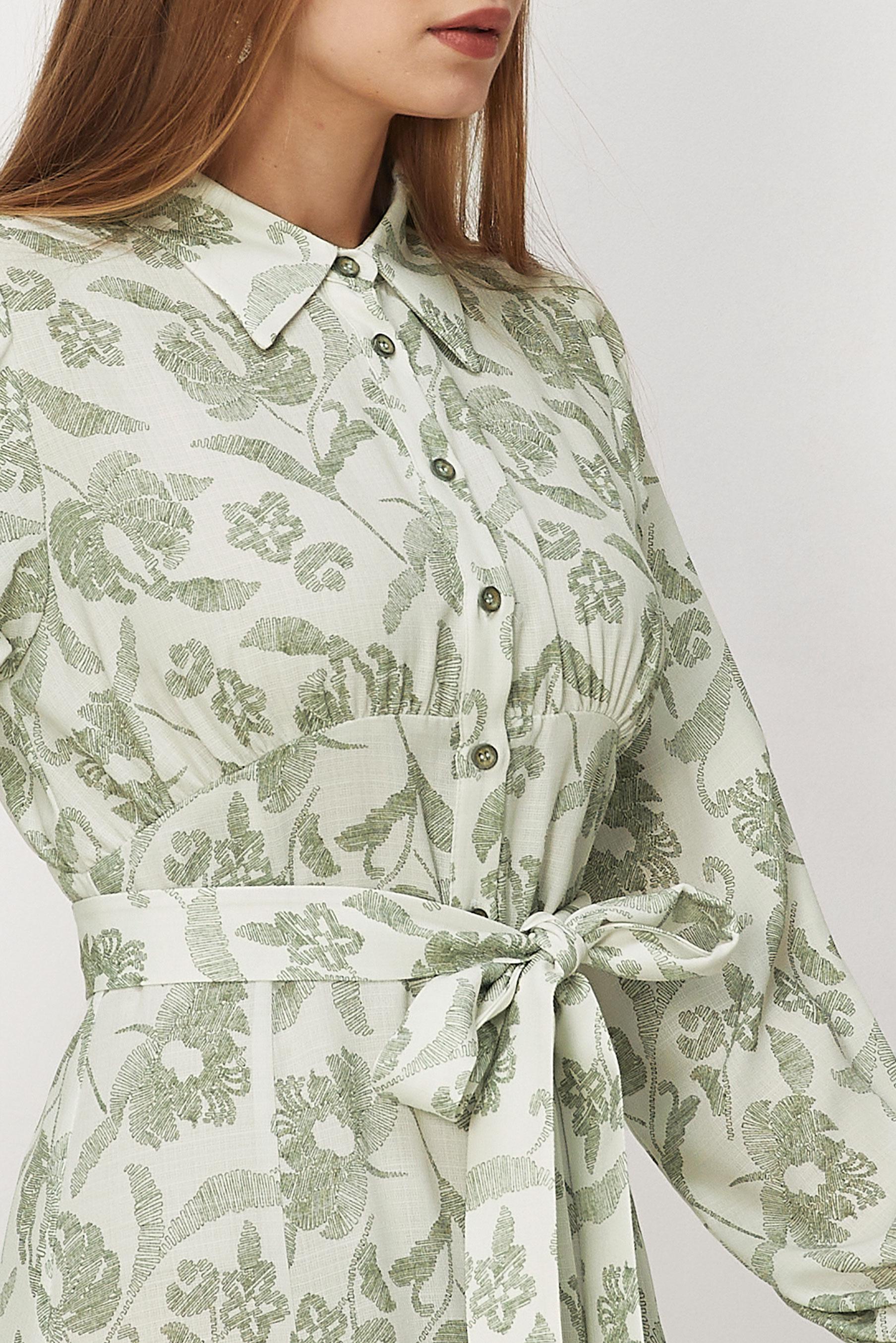 Hijab-Kleidung GRÜN GEMUSTERTES KLEID MIT GÜRTEL 46378