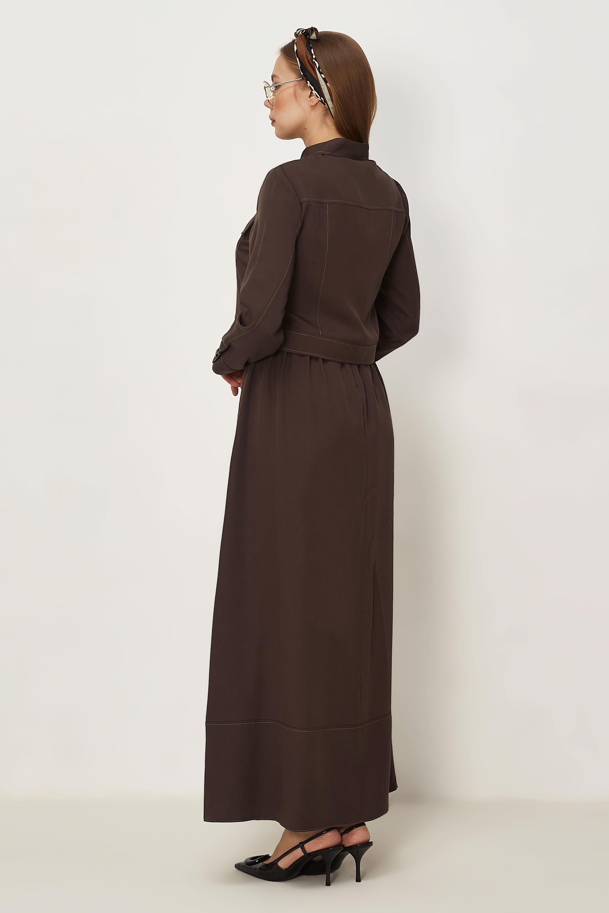 Hijab-Kleidung NERZ SCHLEIFEN DETAILLIERTES KLEIDUNGSSET 46412