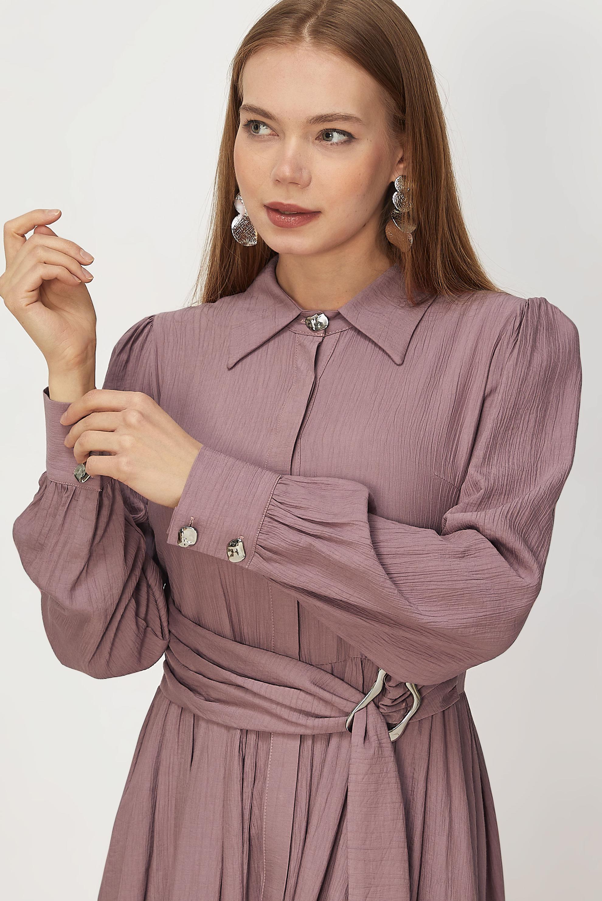 Hijab-Kleidung ROSA KLEID MIT GÜRTEL 46419