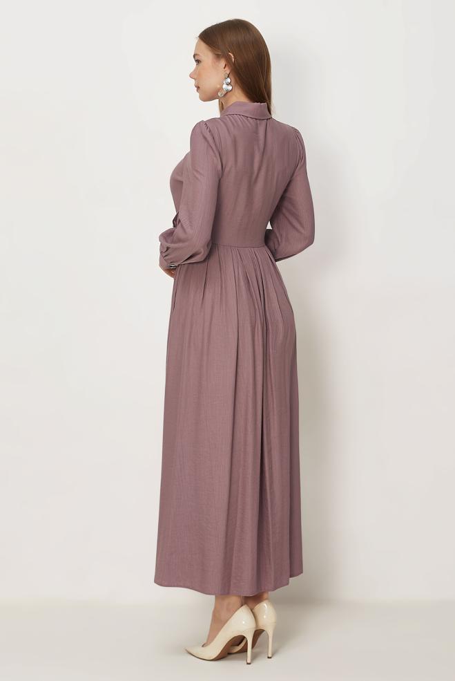 Hijab-Kleidung ROSA KLEID MIT GÜRTEL 46419 - ALVİNA