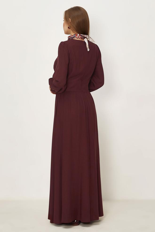 Hijab clothing BEIGE BUTTONED LINEN DRESS 46422 - ALVİNA