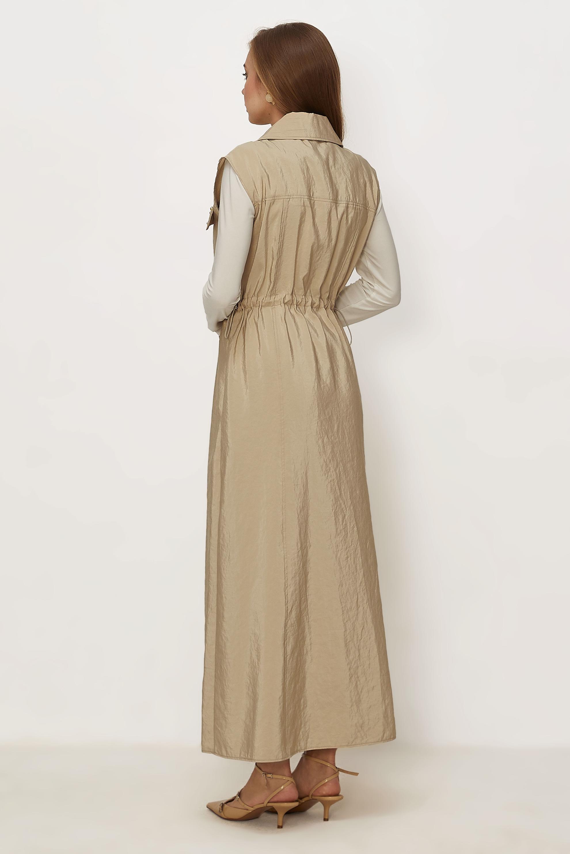 Hijab clothing BEIGE PARACHUTE FABRIC PINAFORE DRESS 46490