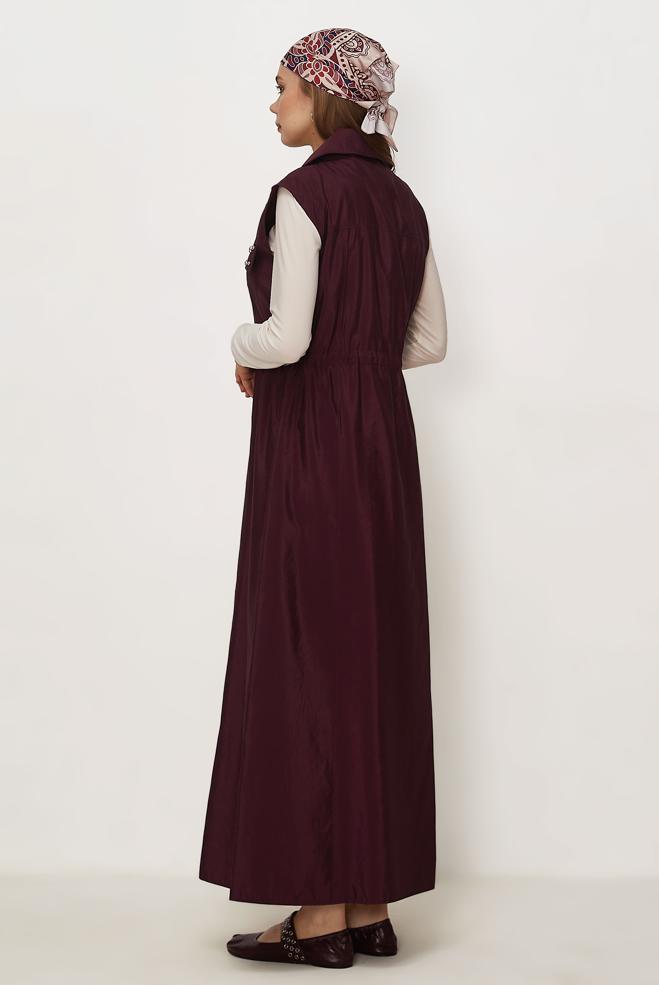 Hijab clothing BEIGE PARACHUTE FABRIC PINAFORE DRESS 46490 - ALVİNA