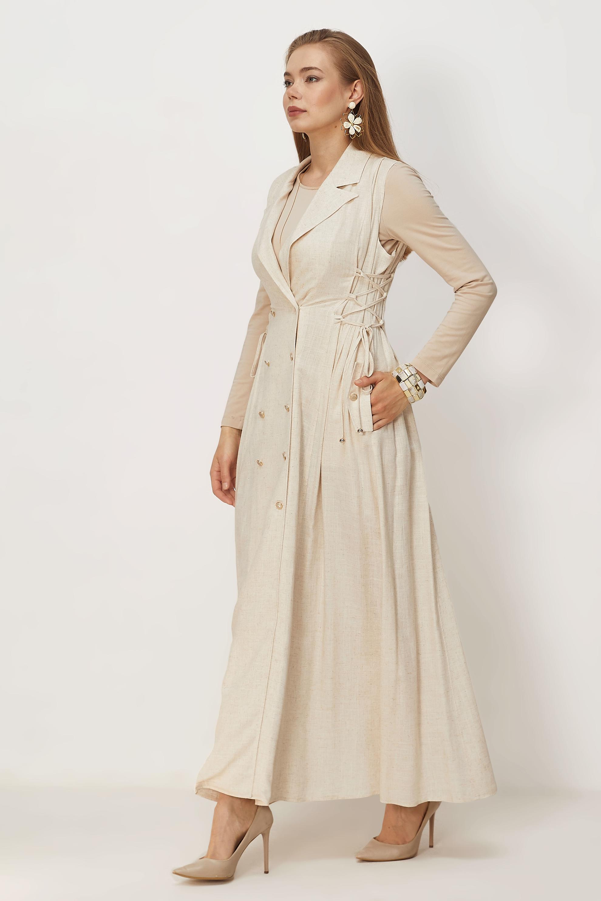 Hijab clothing WHITE LINEN PINAFORE DRESS 46493
