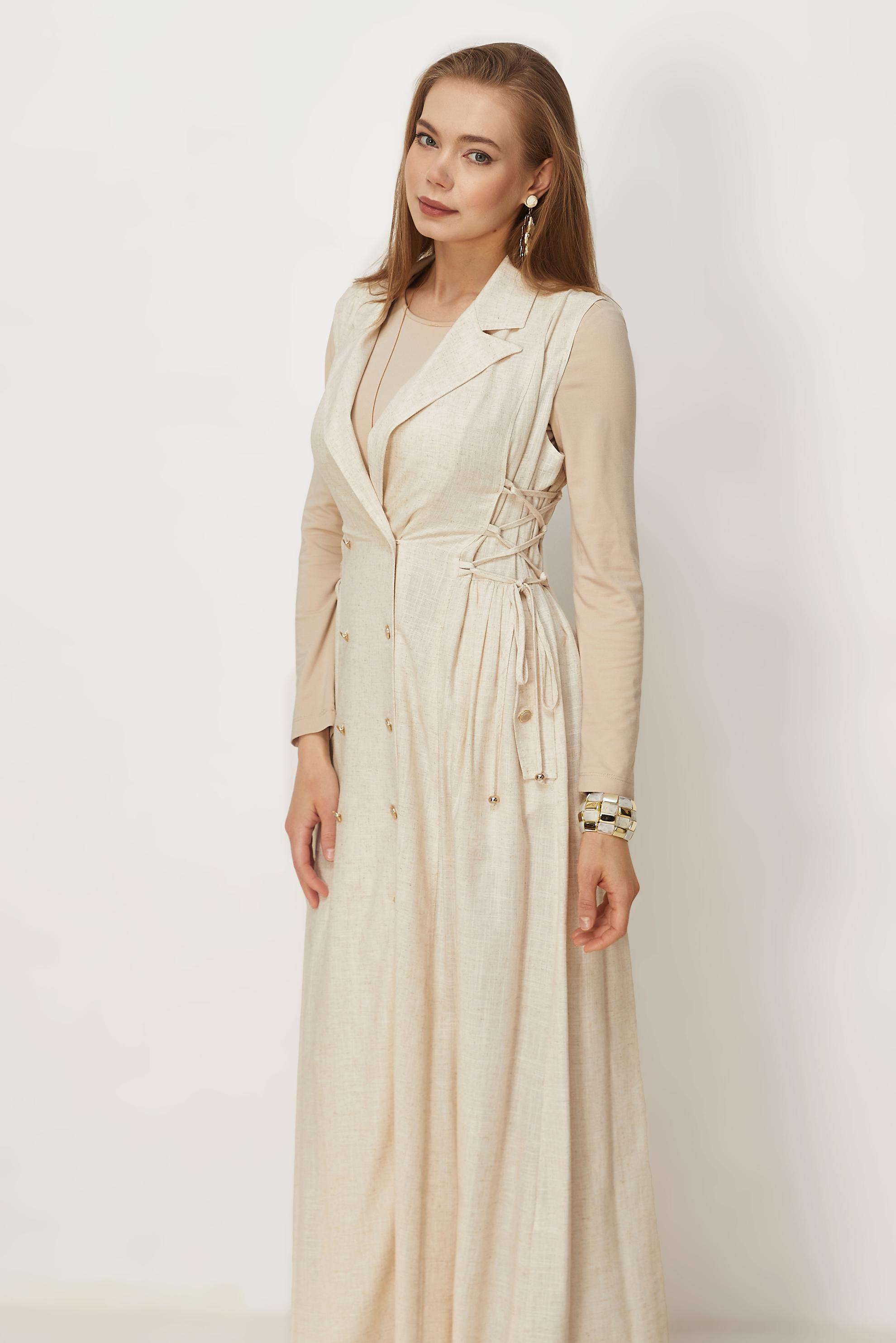 Hijab clothing WHITE LINEN PINAFORE DRESS 46493