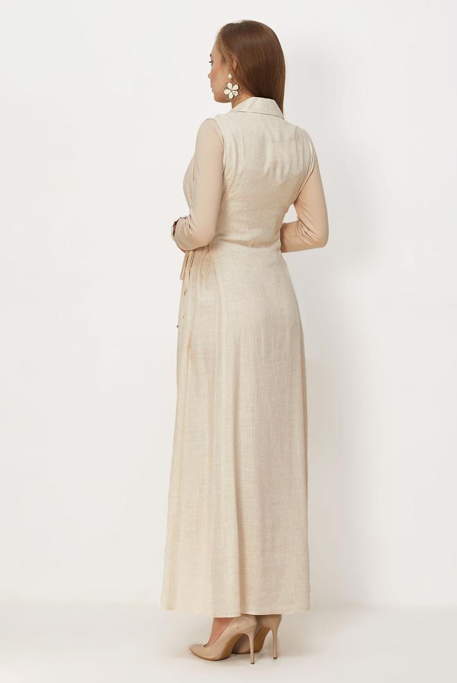 Hijab clothing WHITE LINEN PINAFORE DRESS 46493 - ALVİNA