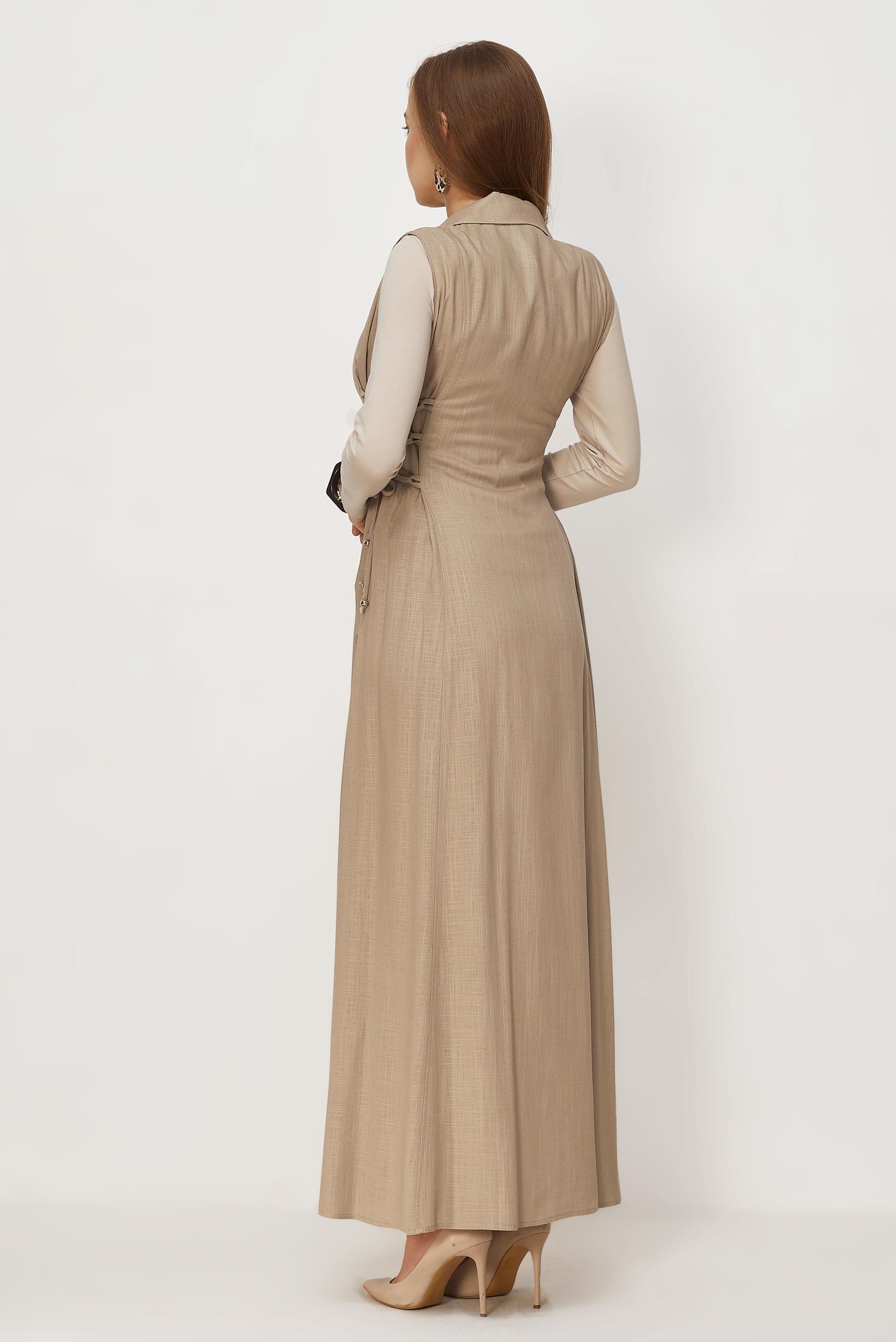 Vêtements hijab BEIGE ROBE TABLIER EN LIN 46493