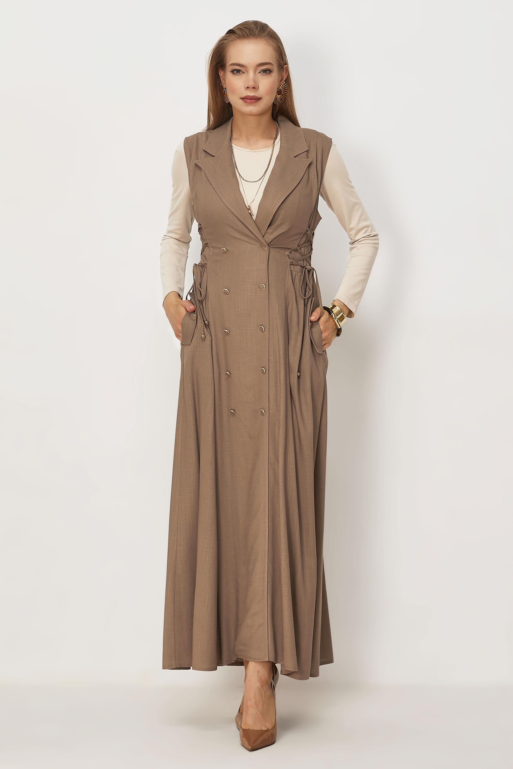 Hijab clothing MINK LINEN PINAFORE DRESS 46493