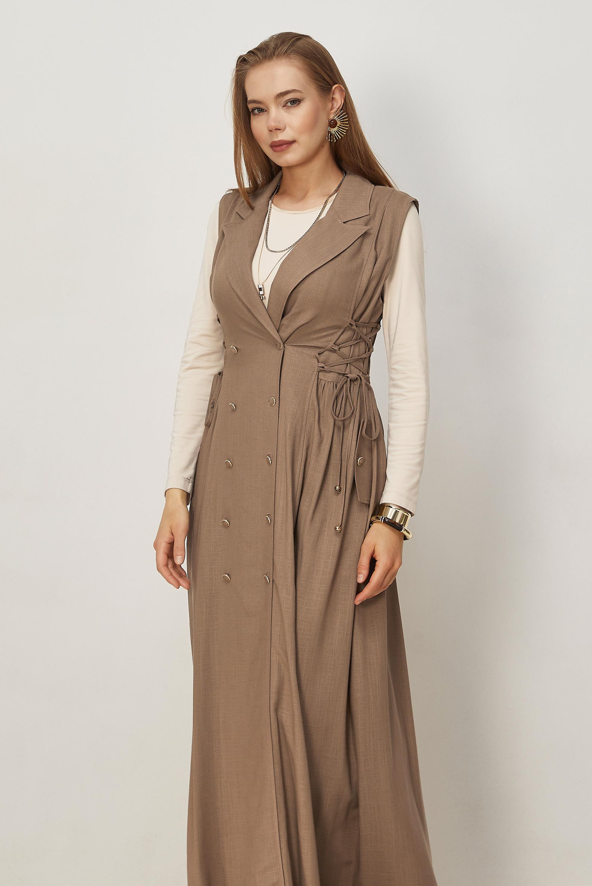 Hijab clothing MINK LINEN PINAFORE DRESS 46493