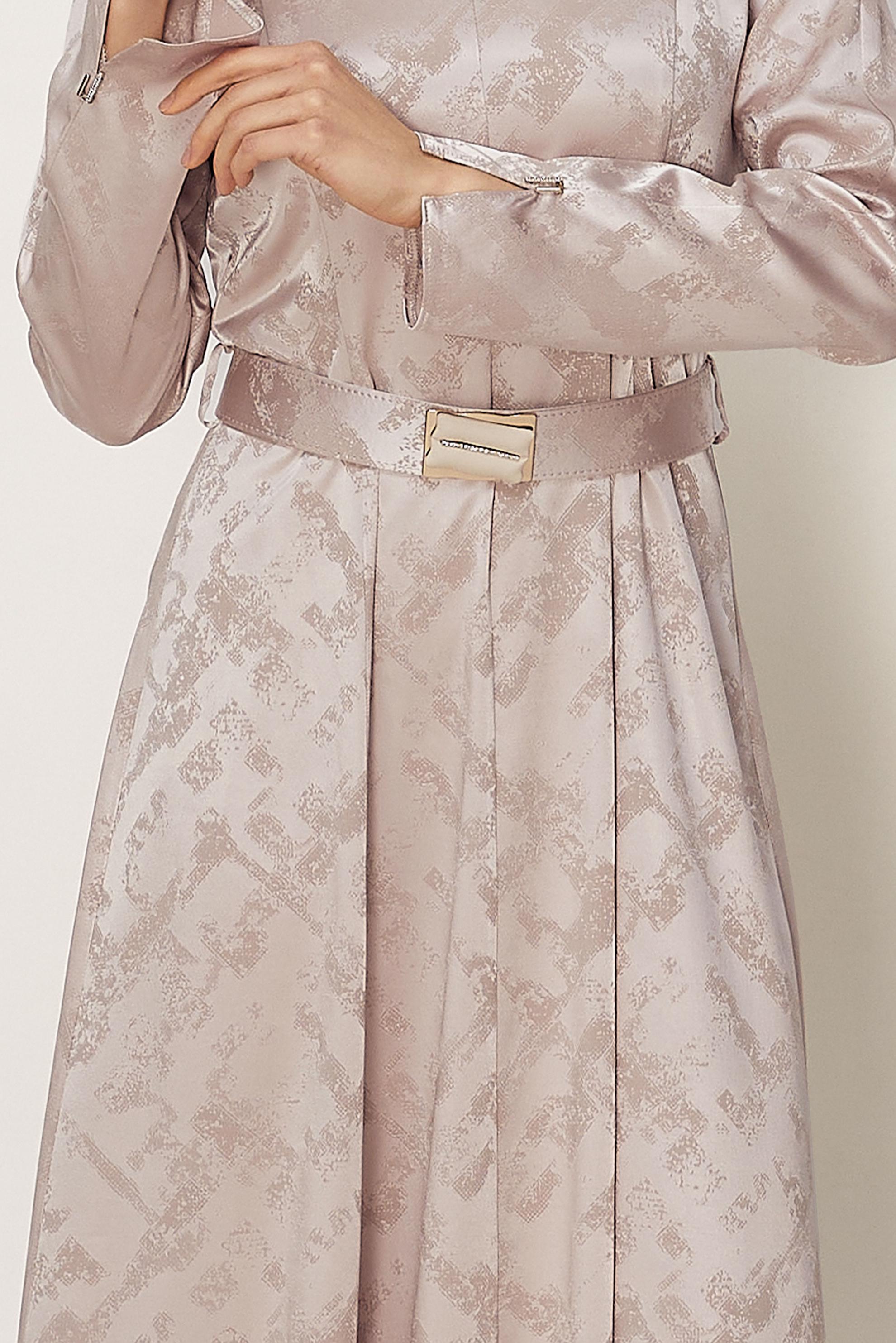 Hijab-Kleidung NERZ SATIN-JACQUARD-KLEID MIT GÜRTEL 46514