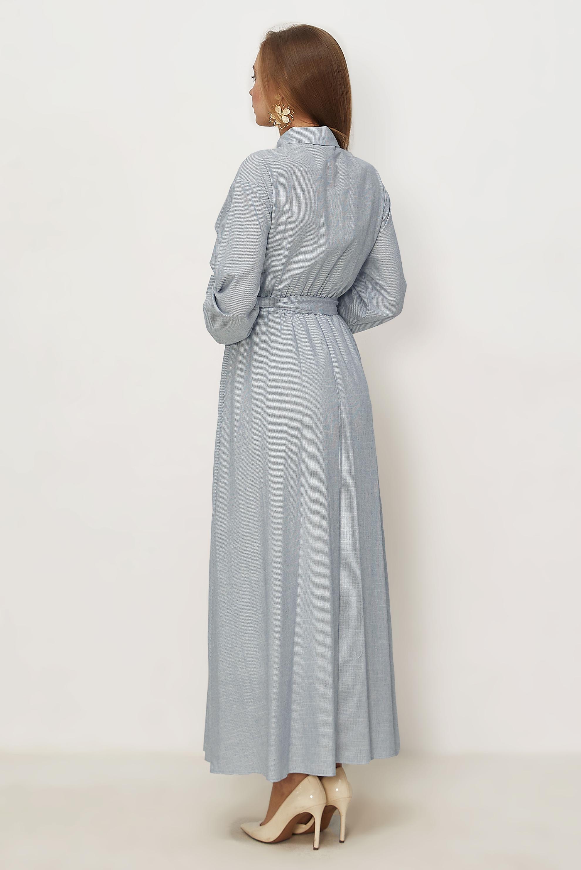 Hijab clothing NAVY BLUE COTTON BELTED DRESS 46526
