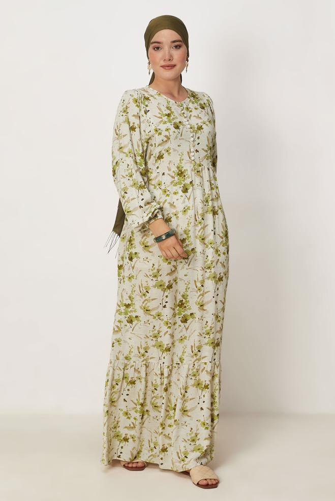 Tesettür giyim YEŞİL 46553 ORLANDO 31704 ELBİSE 38-44 TEK40 - ALVİNA